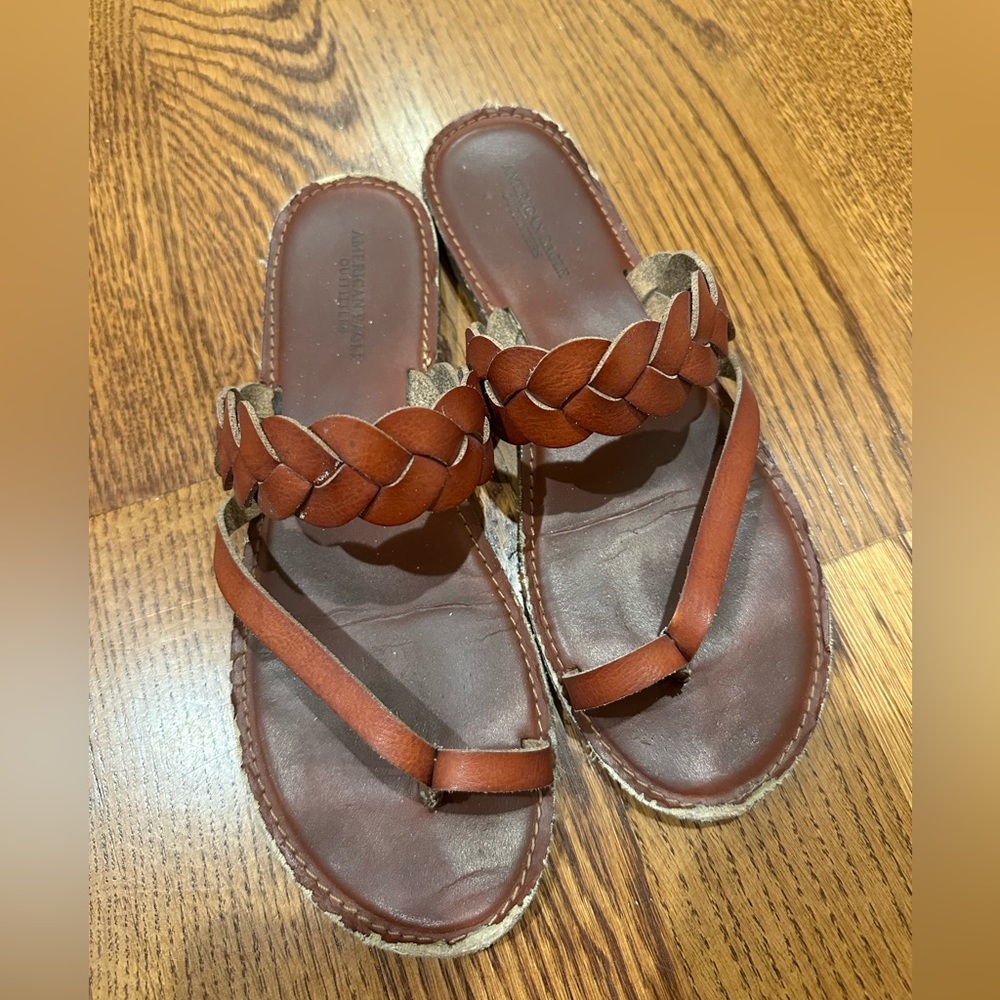 FREE American Eagle Brown Braided Leather Sandals with another purchase